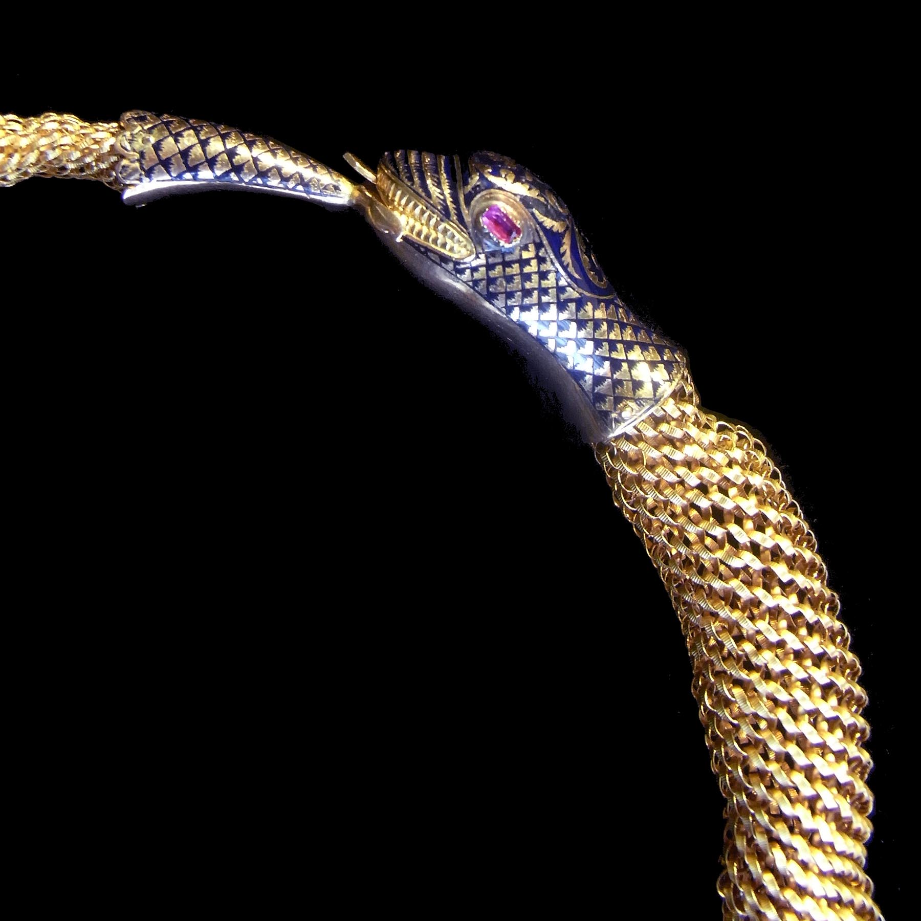 ウロボロスの蛇のアンティークネックレス18金製フランスアンティークジュエリー
