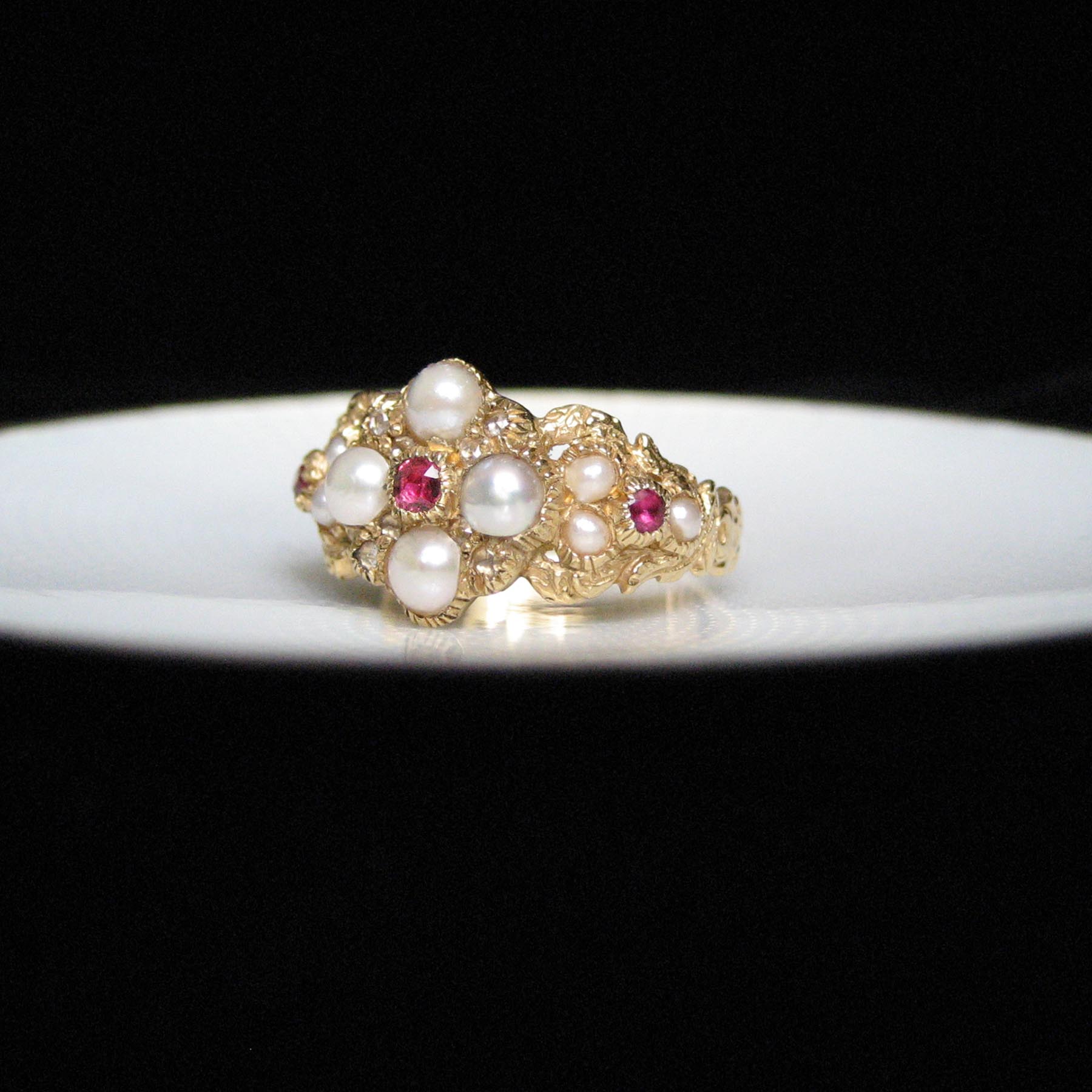 ルビーと天然真珠 指輪/19世紀フランスアンティークリング | ルーヴル 