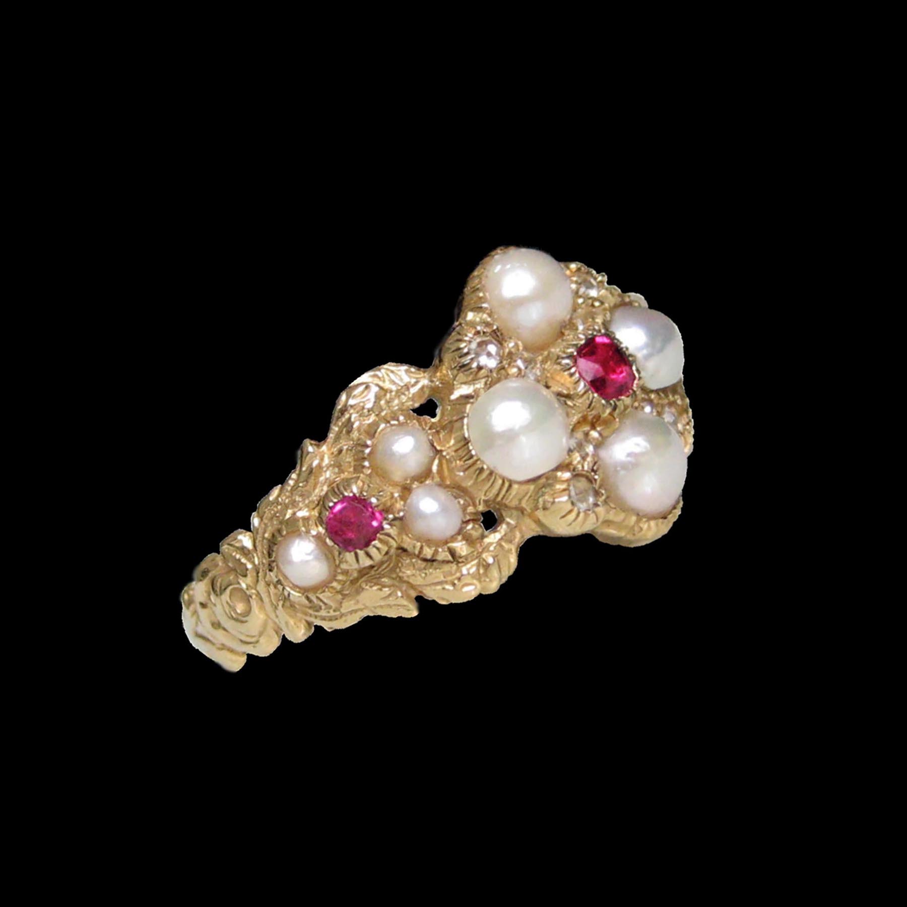 ルビーと天然真珠 指輪/19世紀フランスアンティークリング | ルーヴル 