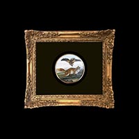 鷲と狐　18金製フレーム付ナポレオン帝政期アンティークローマンモザイク