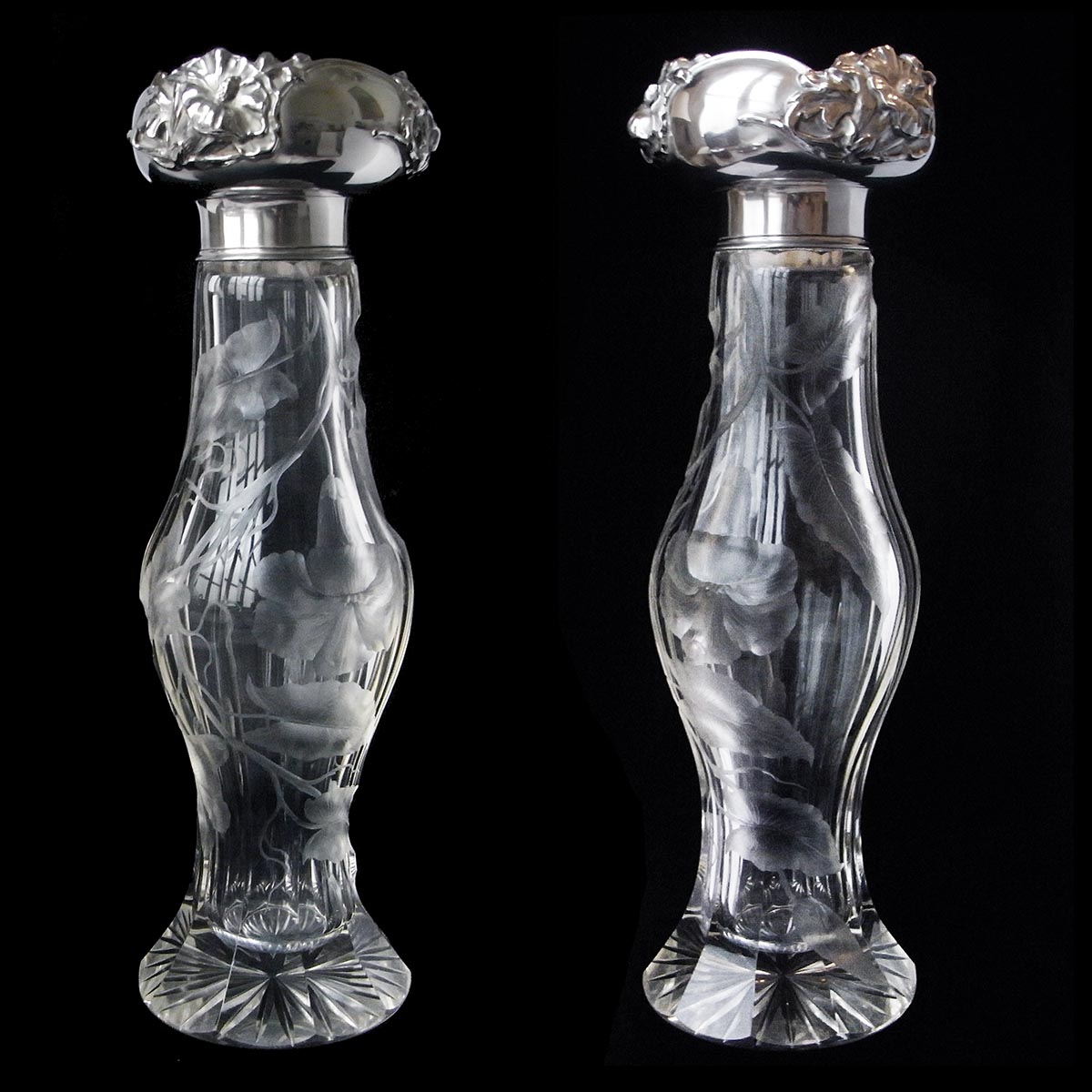 花瓶 アールヌーヴォー様式アンティーク銀細工クリスタルガラス | ルーヴルアンティーク アンティークジュエリー専門店