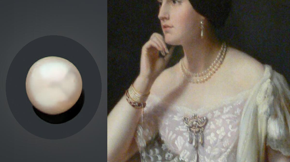 天然真珠 / 真珠のジュエリーを着けたハリエット・ハワードの肖像 19世紀中期 フランス コンピエーニュ美術館蔵 ルーヴルアンティーク　アンティークジュエリー＆オブジェ専門店　アンティークジュエリー辞典